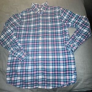Vineyard Vines Boys XL (18) Blue Plaid Whale Flannel Shirt